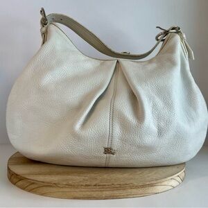 Burberry White Genuine Leather Malika Slouchy Hobo Large Shoulder Bag